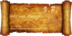 Ványi Patrik névjegykártya